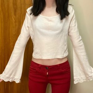 Kendall & Kylie Flared Sleeves Crop Top